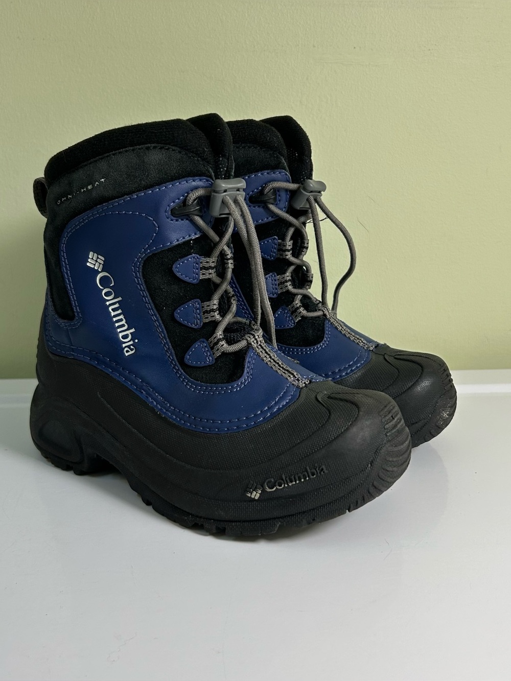 Columbia Snow Boots Boys 2 Black Blue Omniheat Waterproof Bugaboot Celsius